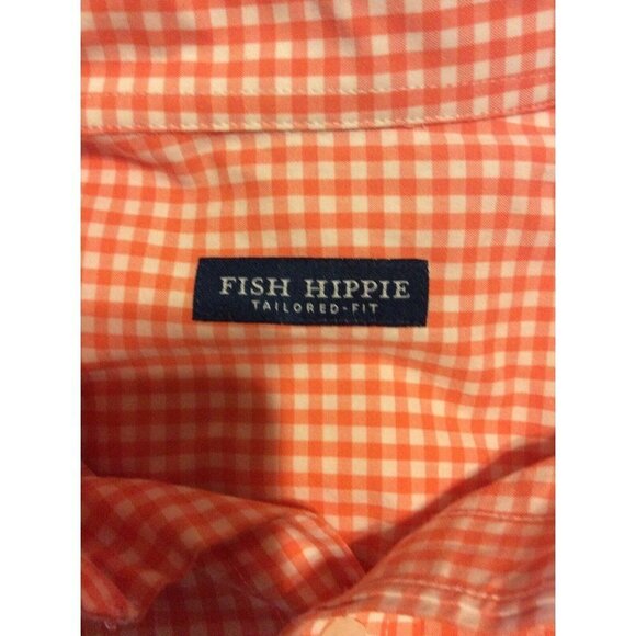 Fish Hippie Tailored Fit Long Sleeve Button Shirt Mens Small S Pink Gingham - Picture 7 of 12